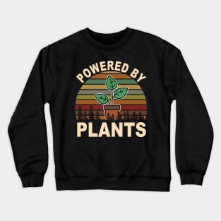 Vintage Powered By Plants Vegan Vegetarian Gift Crewneck Sweatshirt